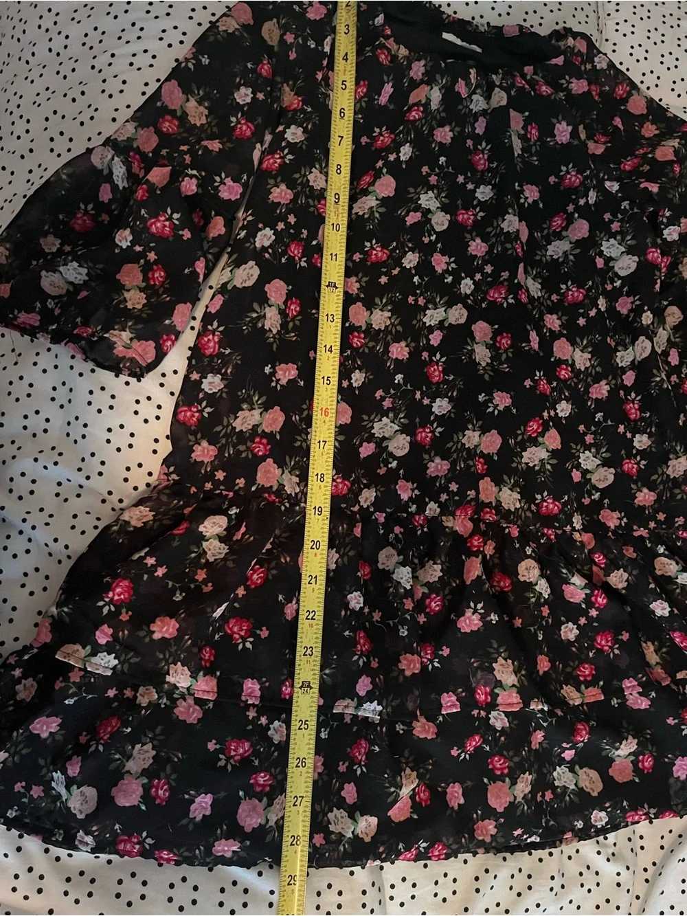 The Children’s Place Girls Black Floral Dress w Red Pink White Flowers Size 10